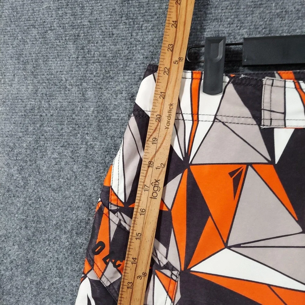 Vintage Volcom Board Shorts Mens 34 Orange‎ Geometric Print Surf Swim